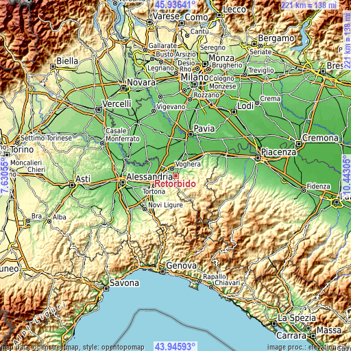 Topographic map of Retorbido