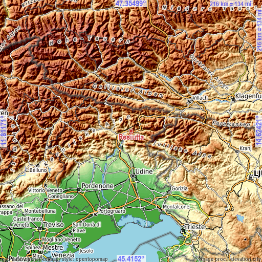 Topographic map of Resiutta