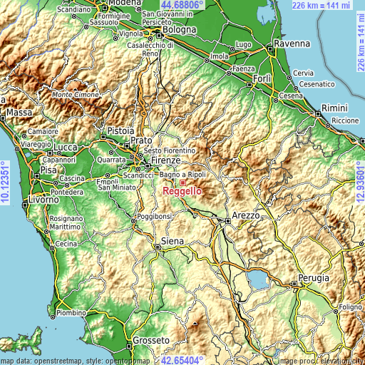 Topographic map of Reggello