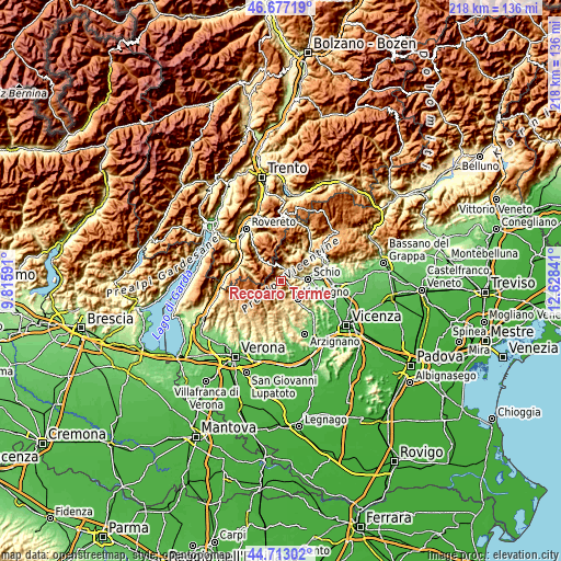 Topographic map of Recoaro Terme