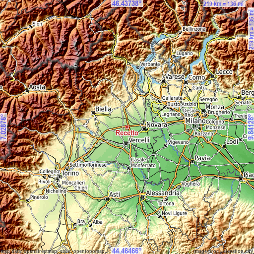 Topographic map of Recetto
