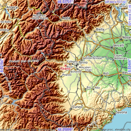 Topographic map of Reano