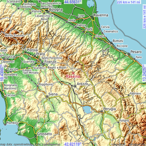 Topographic map of Rassina