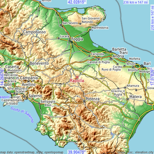 Topographic map of Rapolla