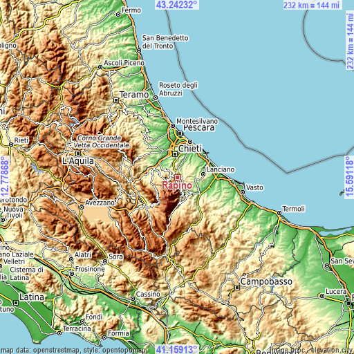 Topographic map of Rapino