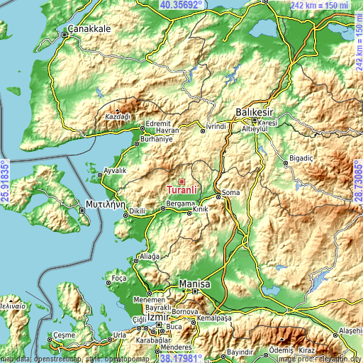 Topographic map of Turanlı