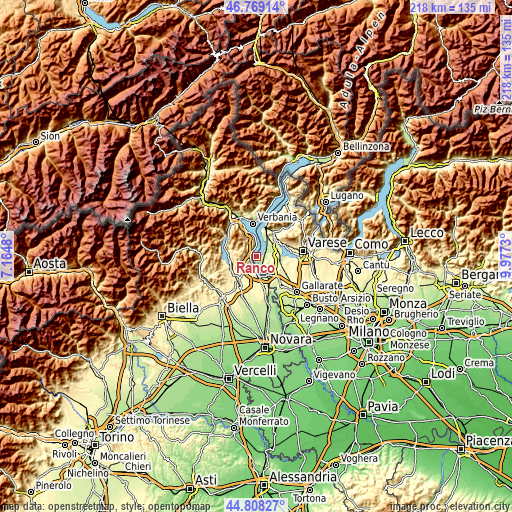 Topographic map of Ranco