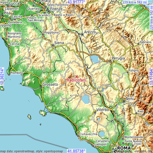 Topographic map of Radicofani