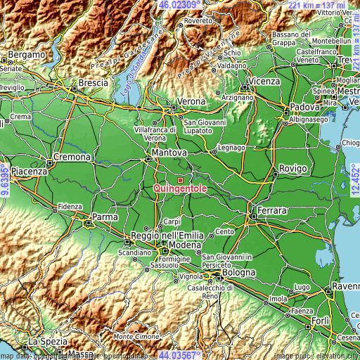 Topographic map of Quingentole