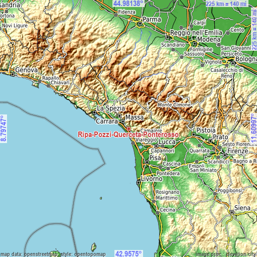 Topographic map of Ripa-Pozzi-Querceta-Ponterosso