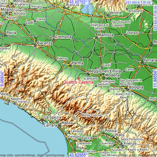 Topographic map of Quattro Castella