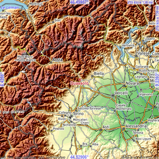 Topographic map of Quassolo