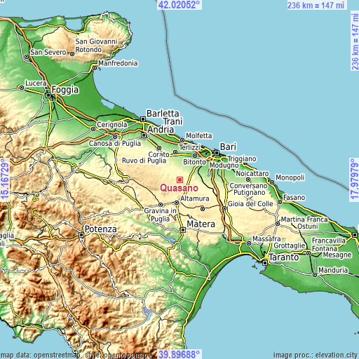Topographic map of Quasano