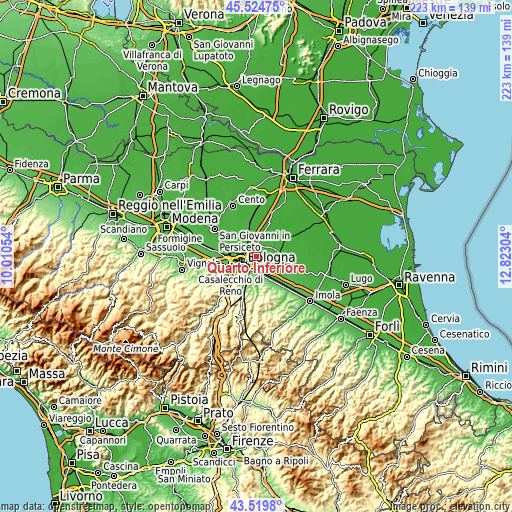 Topographic map of Quarto Inferiore