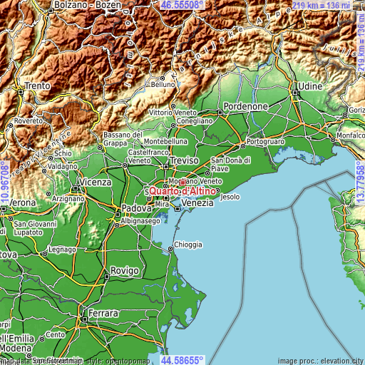 Topographic map of Quarto d'Altino