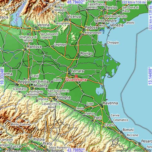 Topographic map of Quartesana