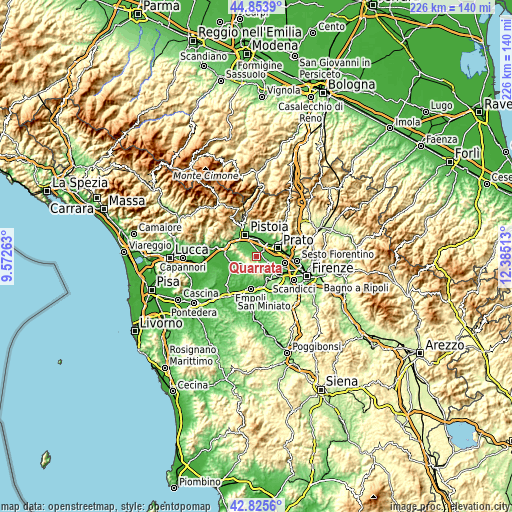 Topographic map of Quarrata