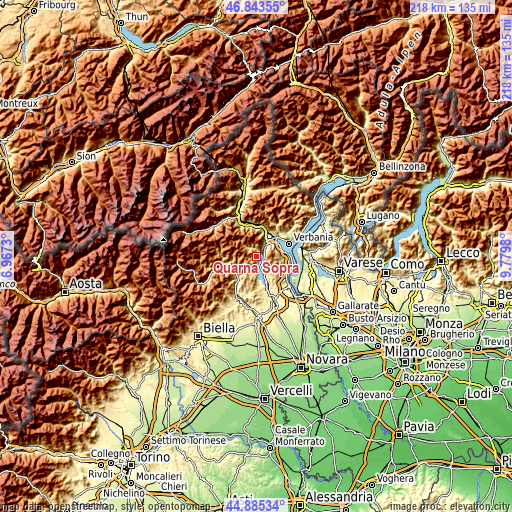 Topographic map of Quarna Sopra