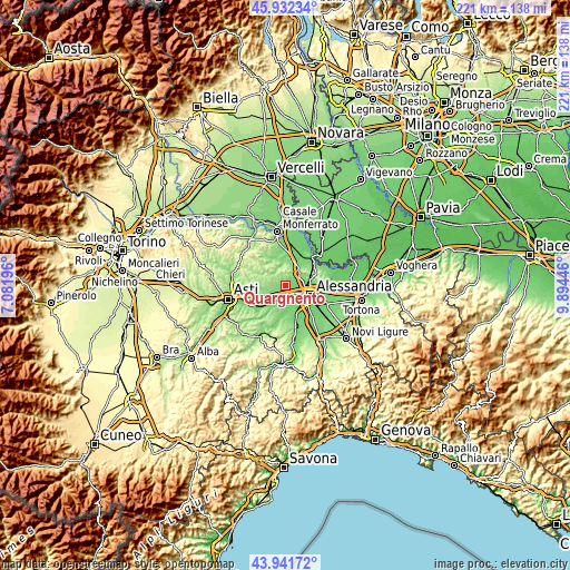 Topographic map of Quargnento