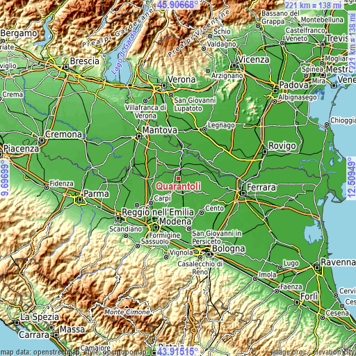 Topographic map of Quarantoli