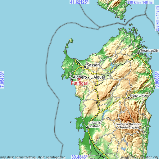 Topographic map of Putifigari