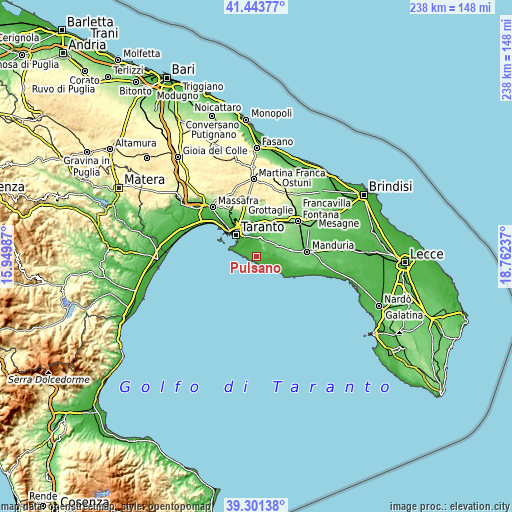Topographic map of Pulsano