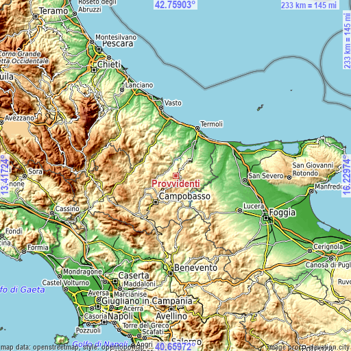 Topographic map of Provvidenti