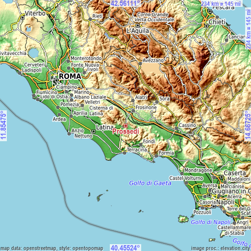 Topographic map of Prossedi