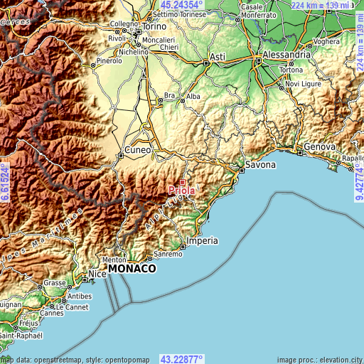 Topographic map of Priola