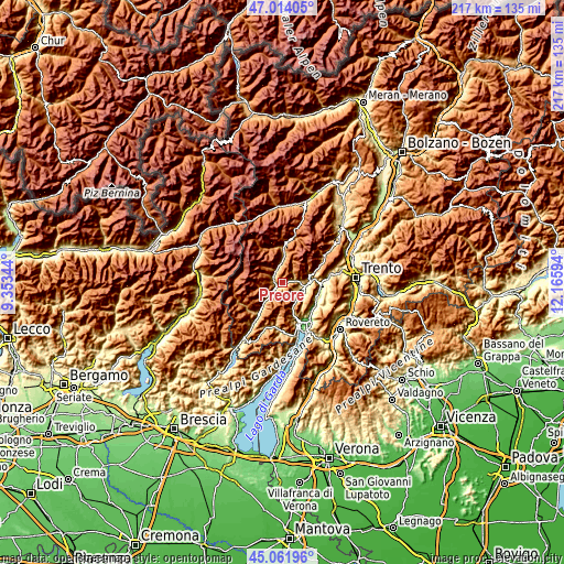 Topographic map of Preore