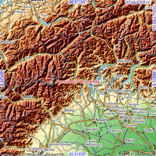 Topographic map of Premosello-Chiovenda