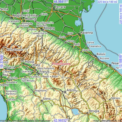 Topographic map of Premilcuore