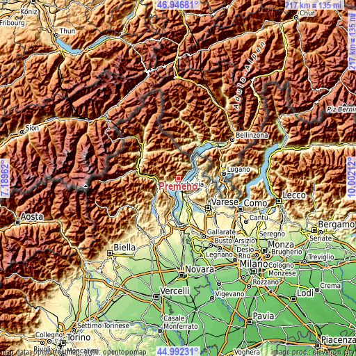 Topographic map of Premeno