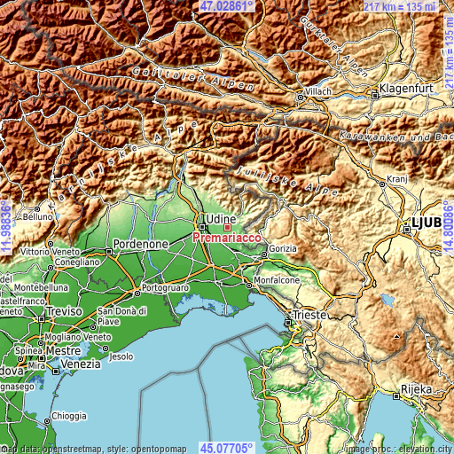 Topographic map of Premariacco
