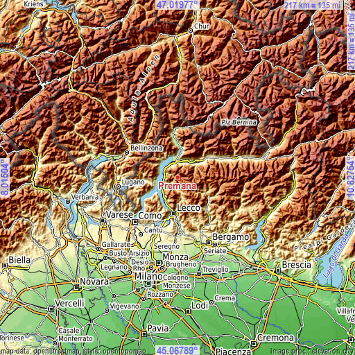 Topographic map of Premana