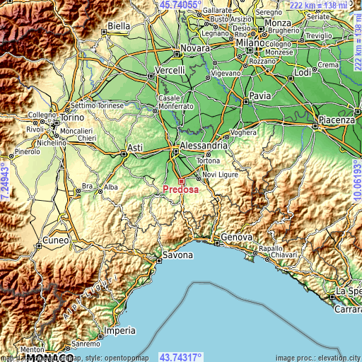 Topographic map of Predosa