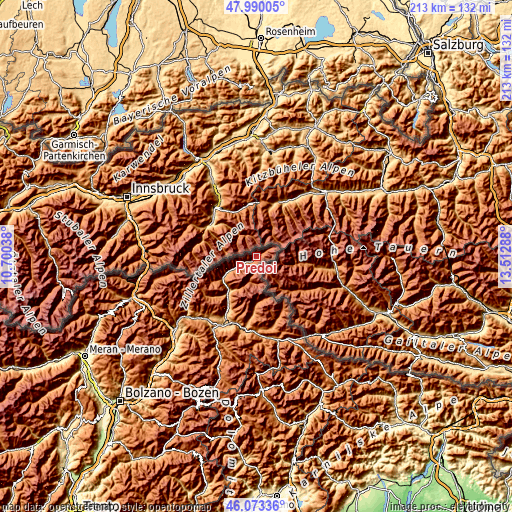 Topographic map of Predoi