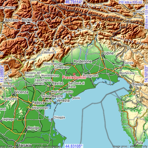 Topographic map of Pravisdomini