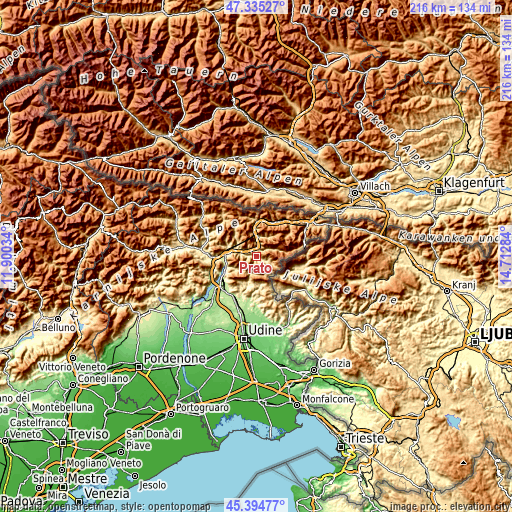 Topographic map of Prato