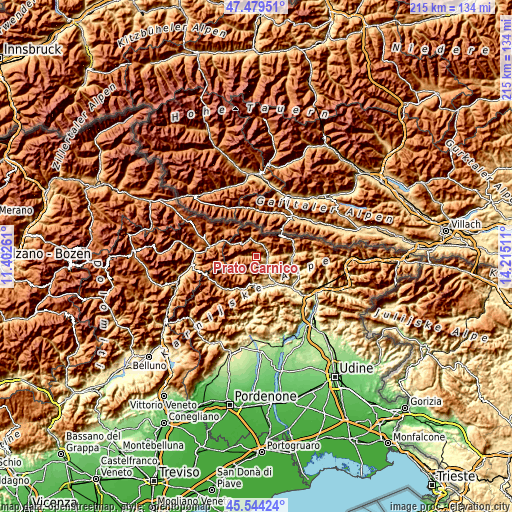 Topographic map of Prato Carnico