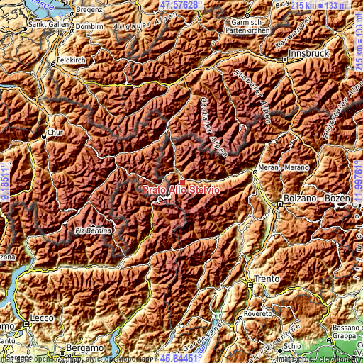 Topographic map of Prato Allo Stelvio