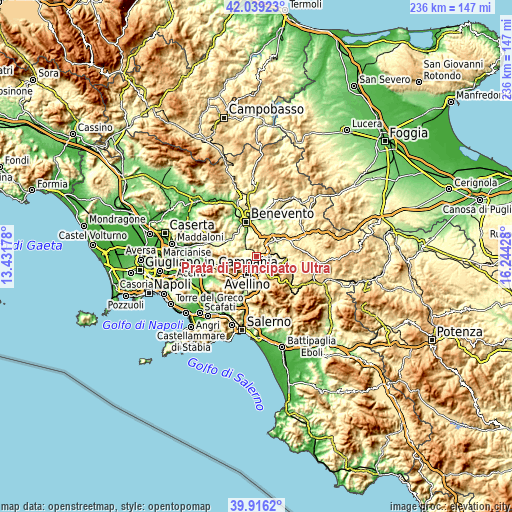 Topographic map of Prata di Principato Ultra