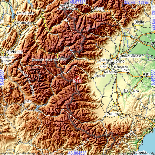 Topographic map of Prali