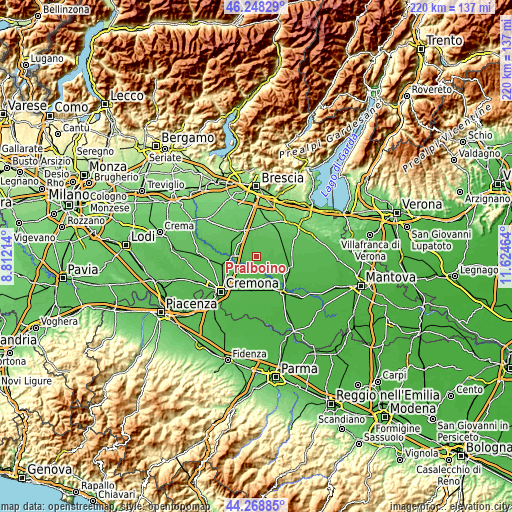 Topographic map of Pralboino