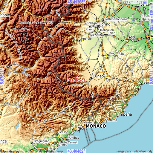 Topographic map of Pradleves