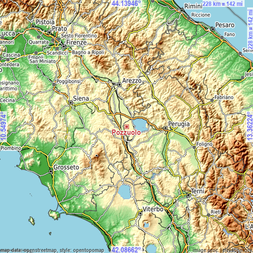 Topographic map of Pozzuolo