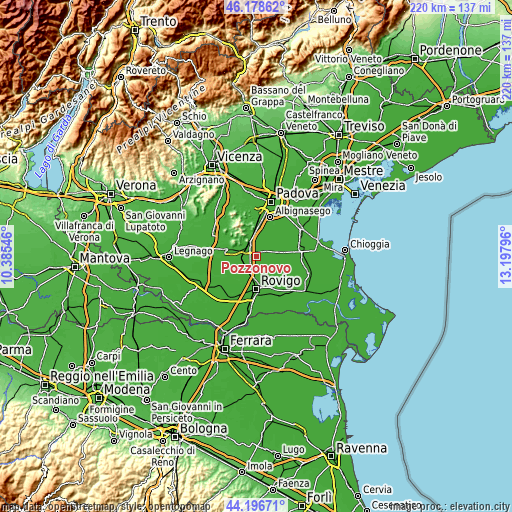 Topographic map of Pozzonovo