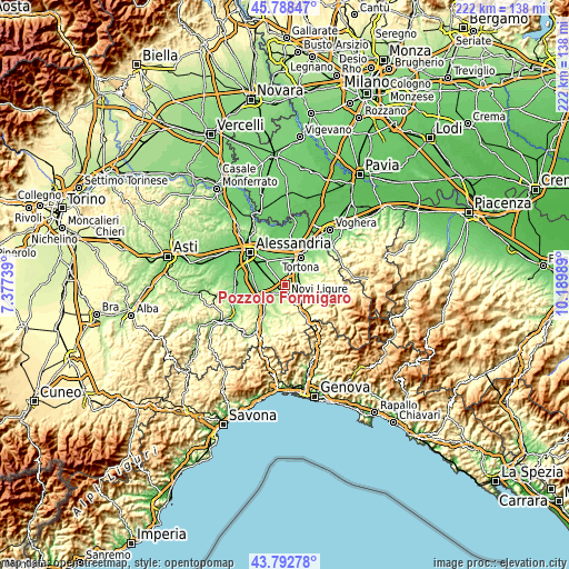 Topographic map of Pozzolo Formigaro