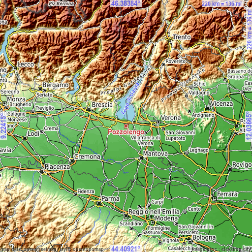 Topographic map of Pozzolengo