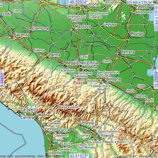 Topographic map of Pozza